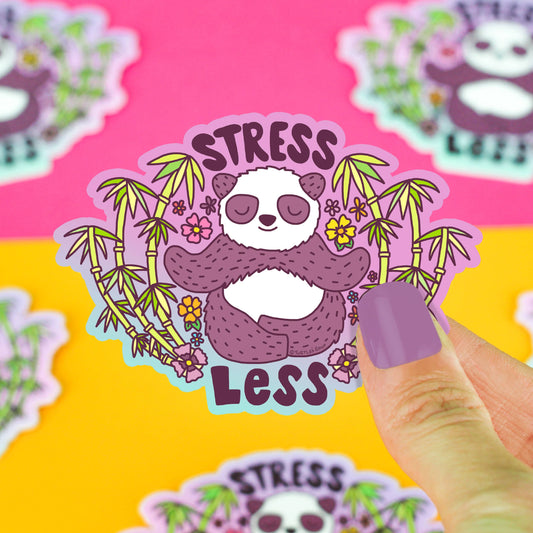 Sticker - TS - Stress Less Panda Stress Free Yoga Meditation Vinyl