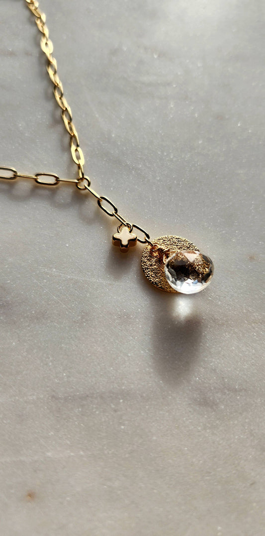 Golden Relic Quartz Y Necklace