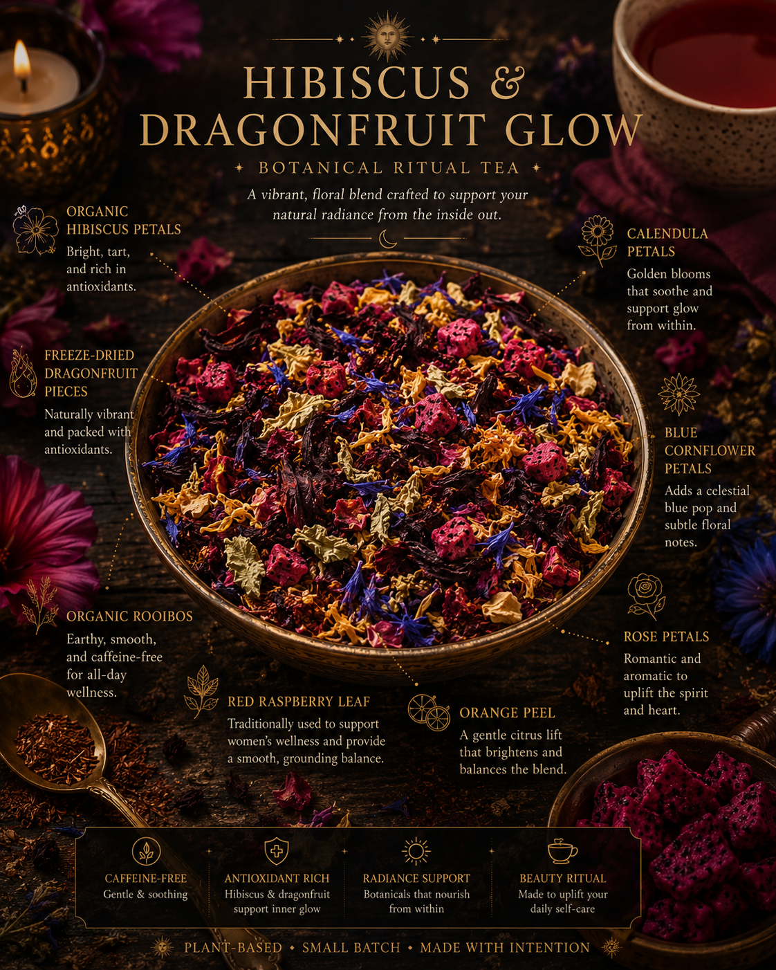 Hibiscus & Dragonfruit Glow | Loose Leaf Herbal Tea | Fruity Botanical Tea: 1 oz Sample