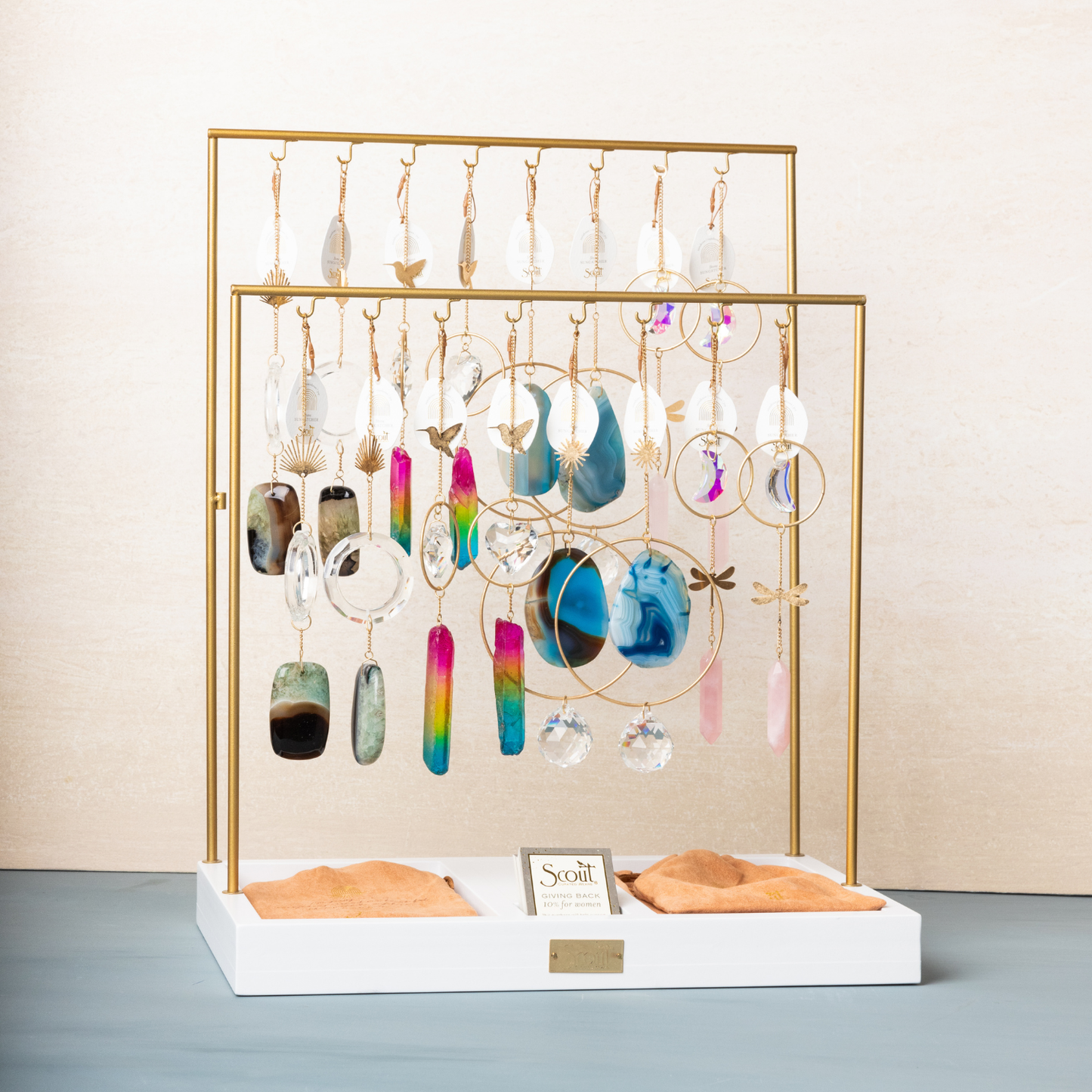 Stone Suncatcher - Sun Rays/Black/Blue Agate