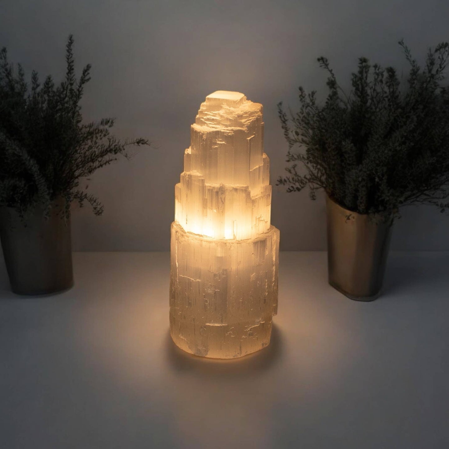 Selenite Lamp Single Tower: 15cm