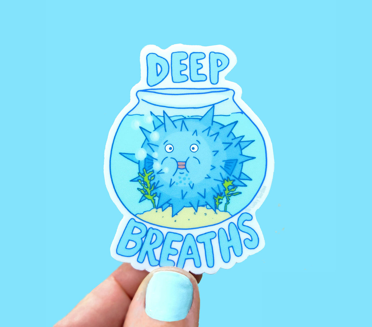 LS - Pufferfish Deep Breaths, Fish Bowl, Blowfish Vinyl Sticker