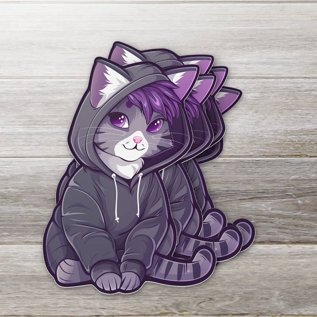 Hoodie Cat Sticker : 3