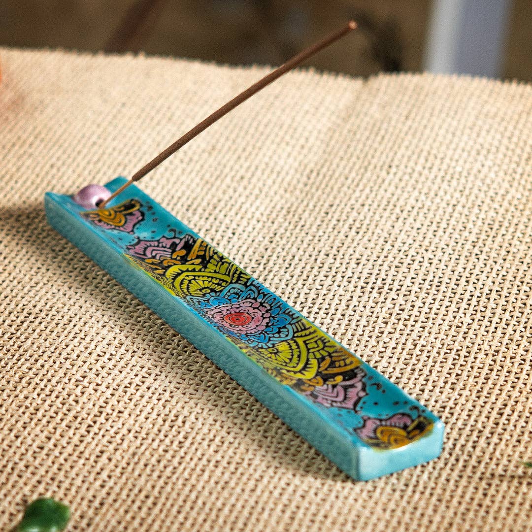 Handpainted Ceramic Incense Holder - Mandala