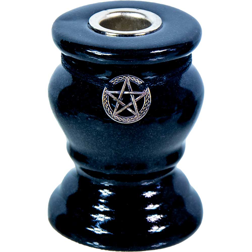Mini Candle Stick Holder - Pentacle Black