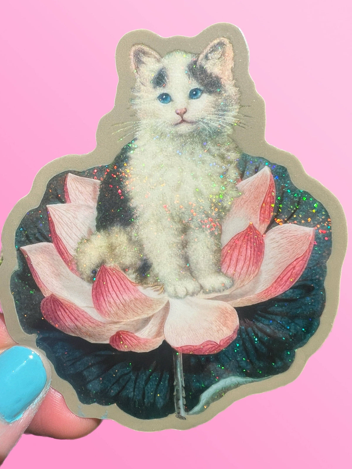 Lotus Cat STICKER 3 Inch