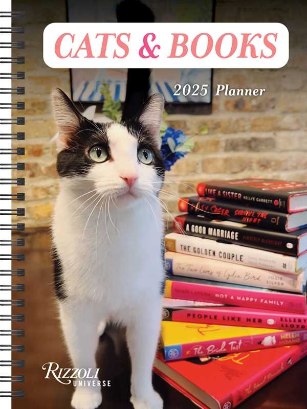 Cats & Books 12-Month 2025 Planner Calendar by Rizzoli Universe: Calendar