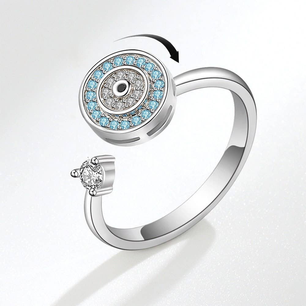 Evil Eye Anxiety Fidget Spinner Ring in 925 Sterling Silver: Gold / Solid Copper