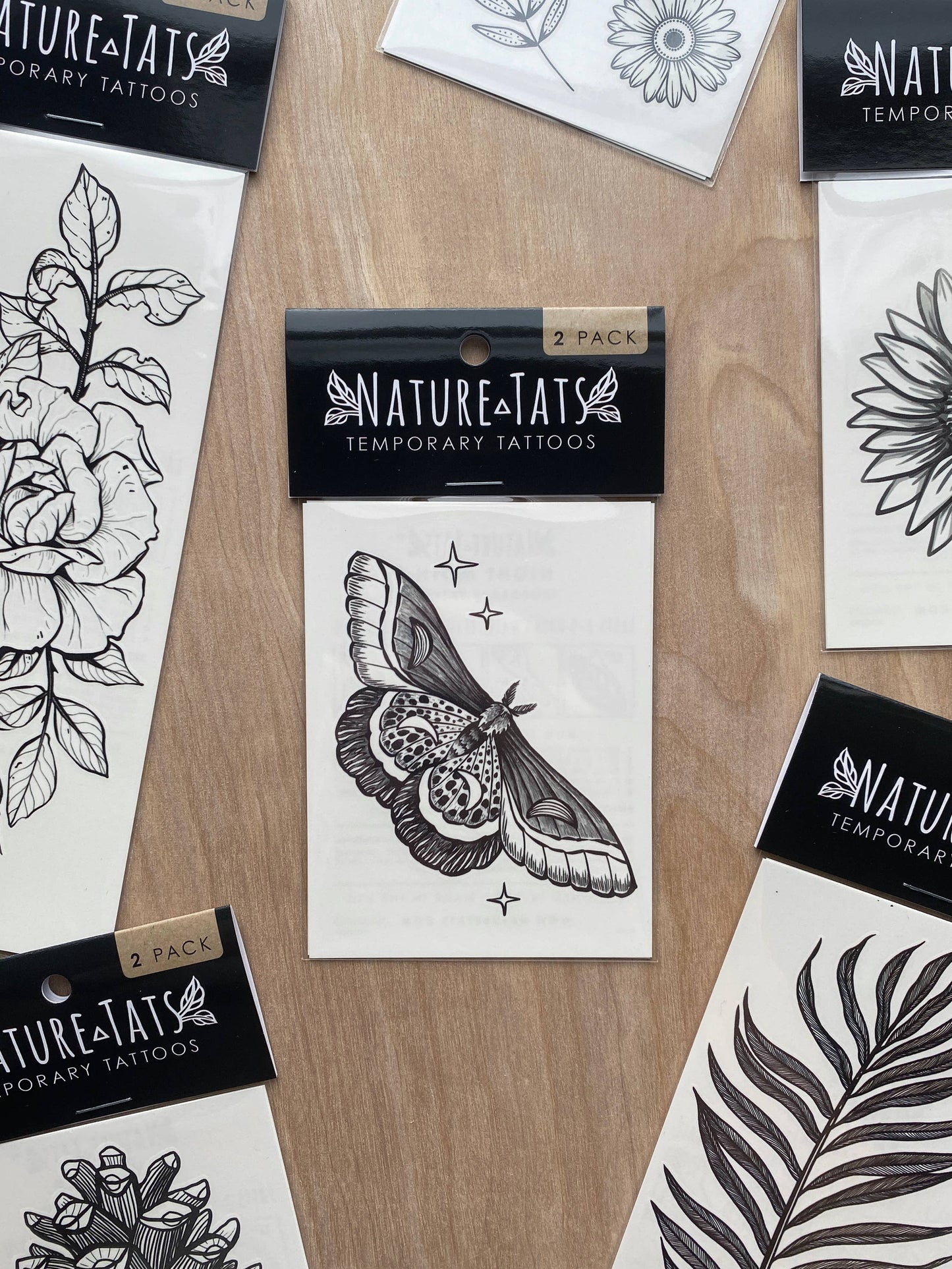 Nature Tats - Night Moth Temporary Tattoo: 1-Pack