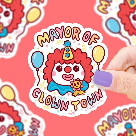 Stickers - TS - Mayor of Clown Town Funny Vinyl Sticker