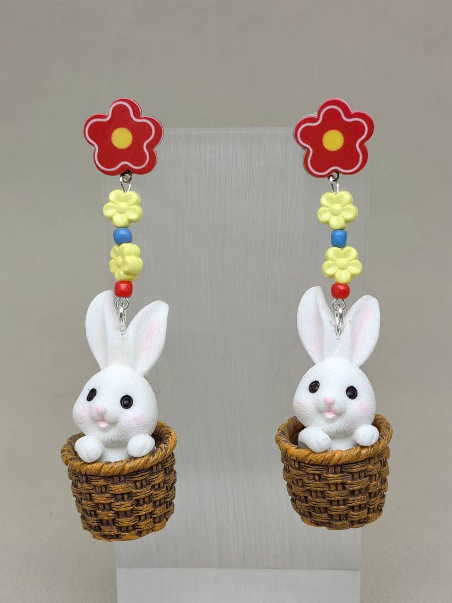 Earrings - Rabbit In Basket Dangle - Post