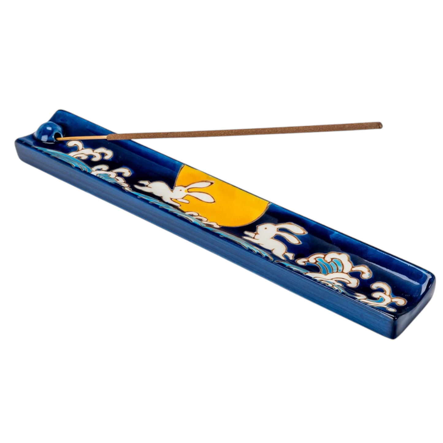 Hand Painted Ceramic Incense Holder - Moon Rabbit