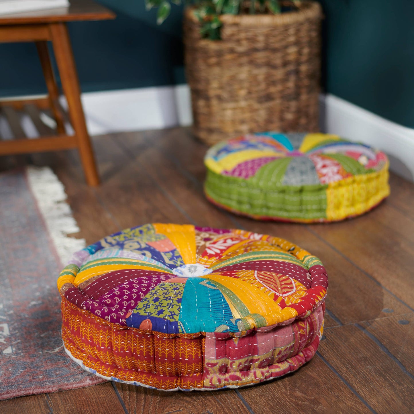 Round Kantha Floor / Meditation Pillow