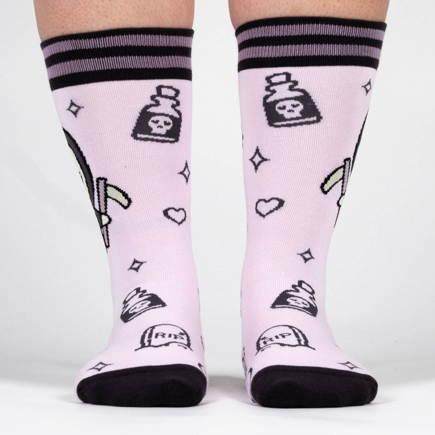 Socks - Foot Clothes - Pastel Goth Grim Reaper Crew