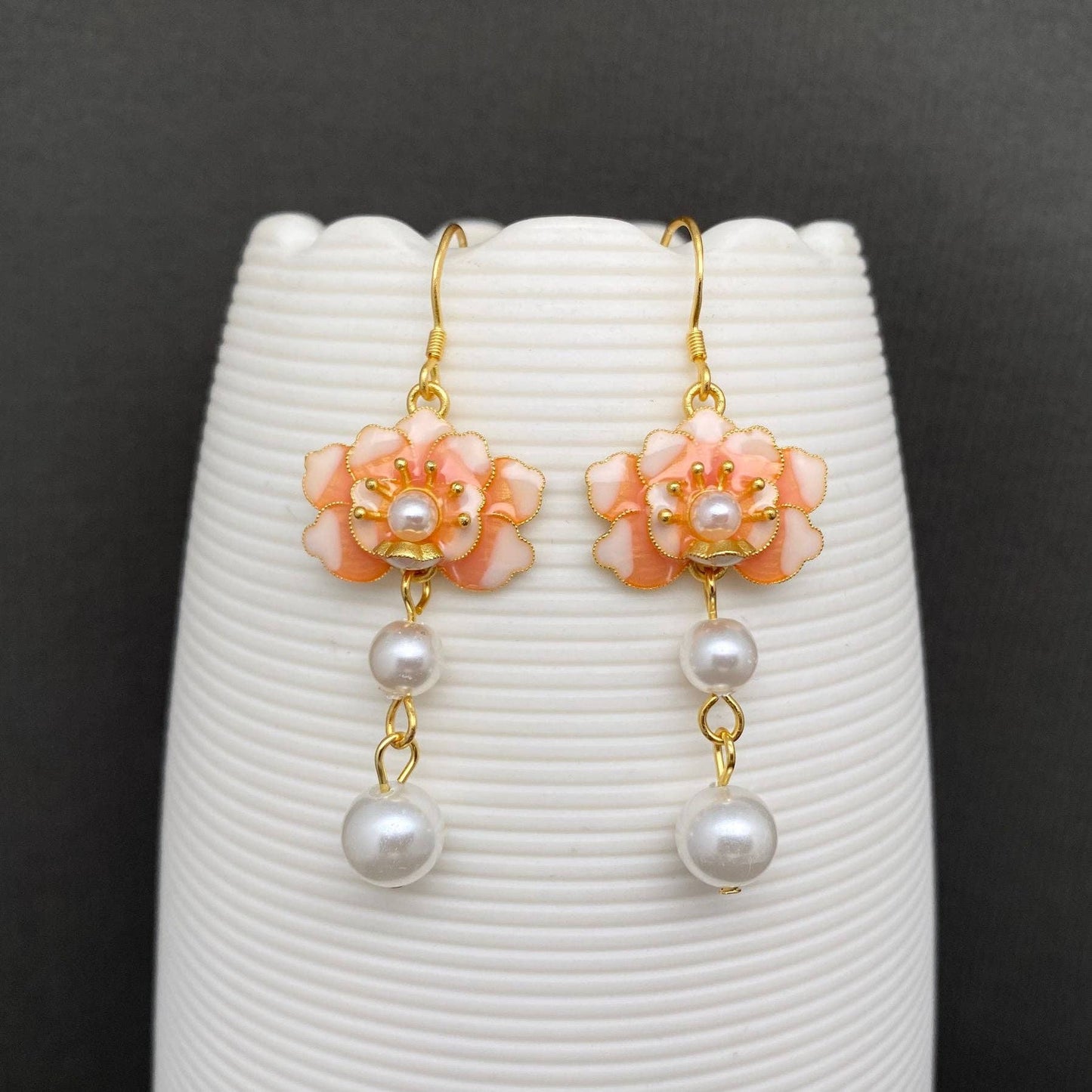 Earrings - Enamel Butterfly & Flower