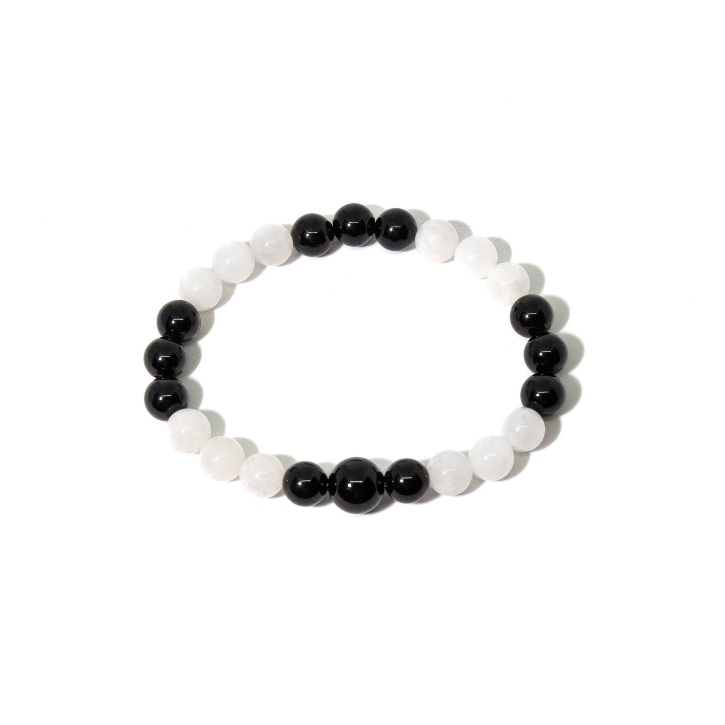 Beaded Bracelet - Black Obsidian & Moonstone - 8mm