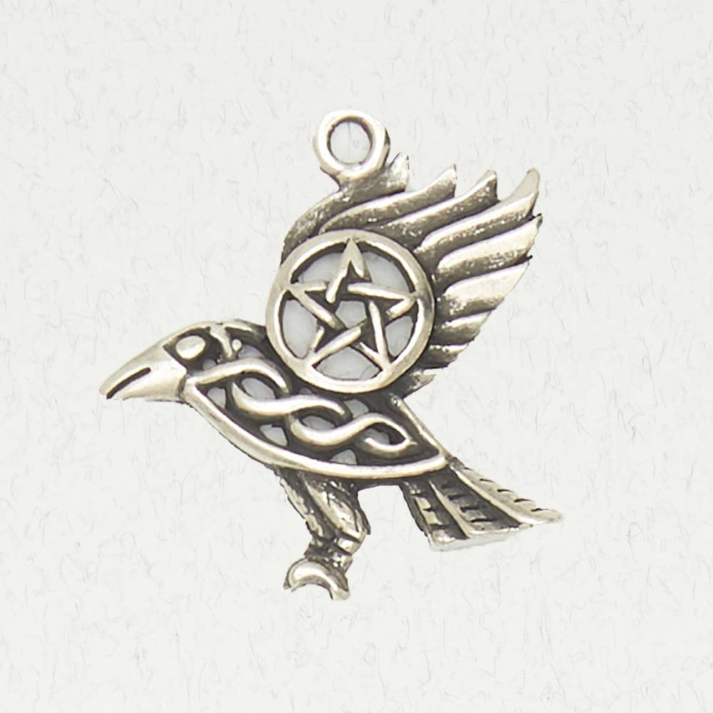 Nirvana Wicca Pendant - Pentacle of the Raven: Pewter