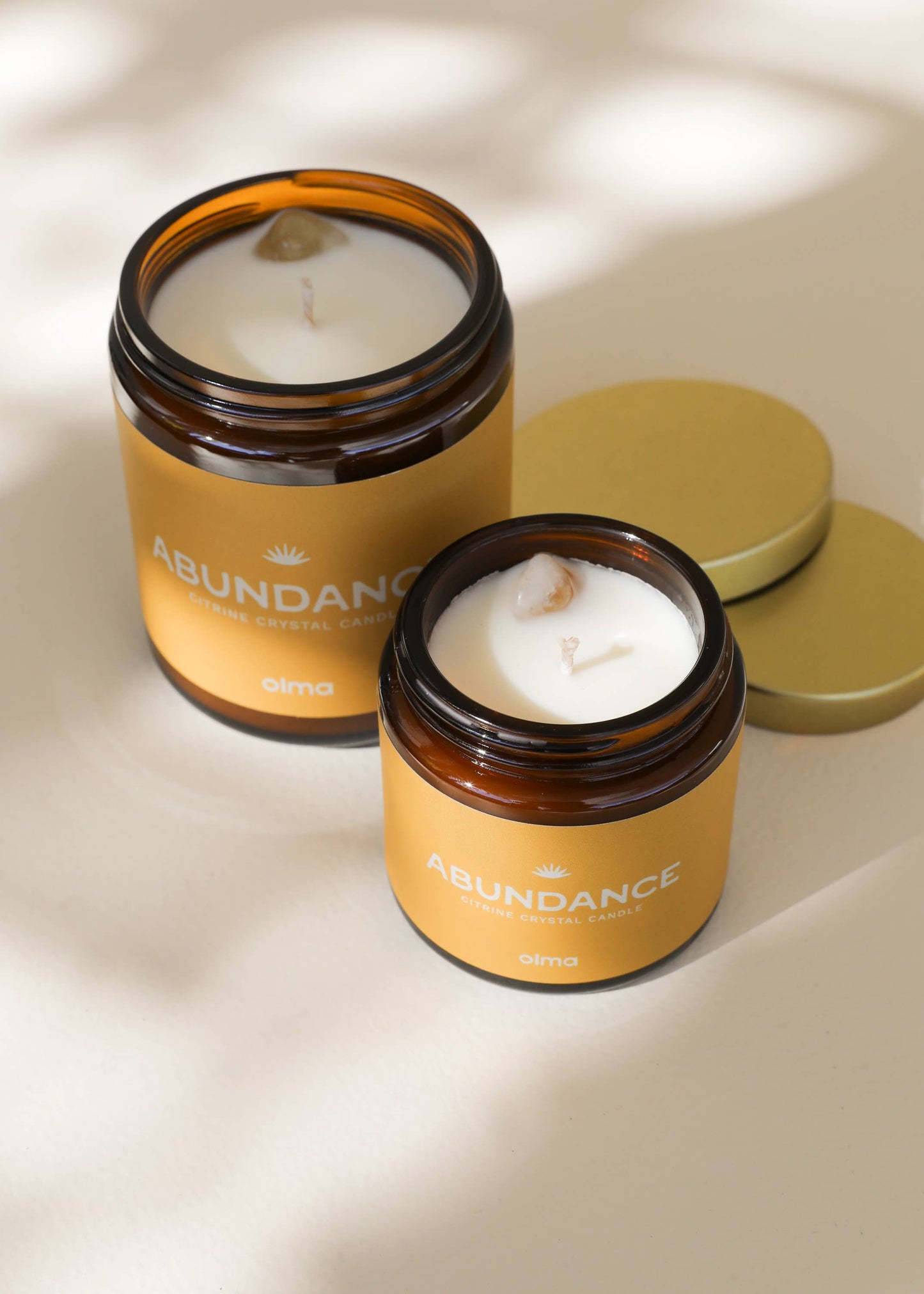 Abundance Intention Candle - Citrine Crystal - Amber: 9oz