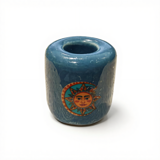 Mini Candle Holder - Blue with Sun and Moon