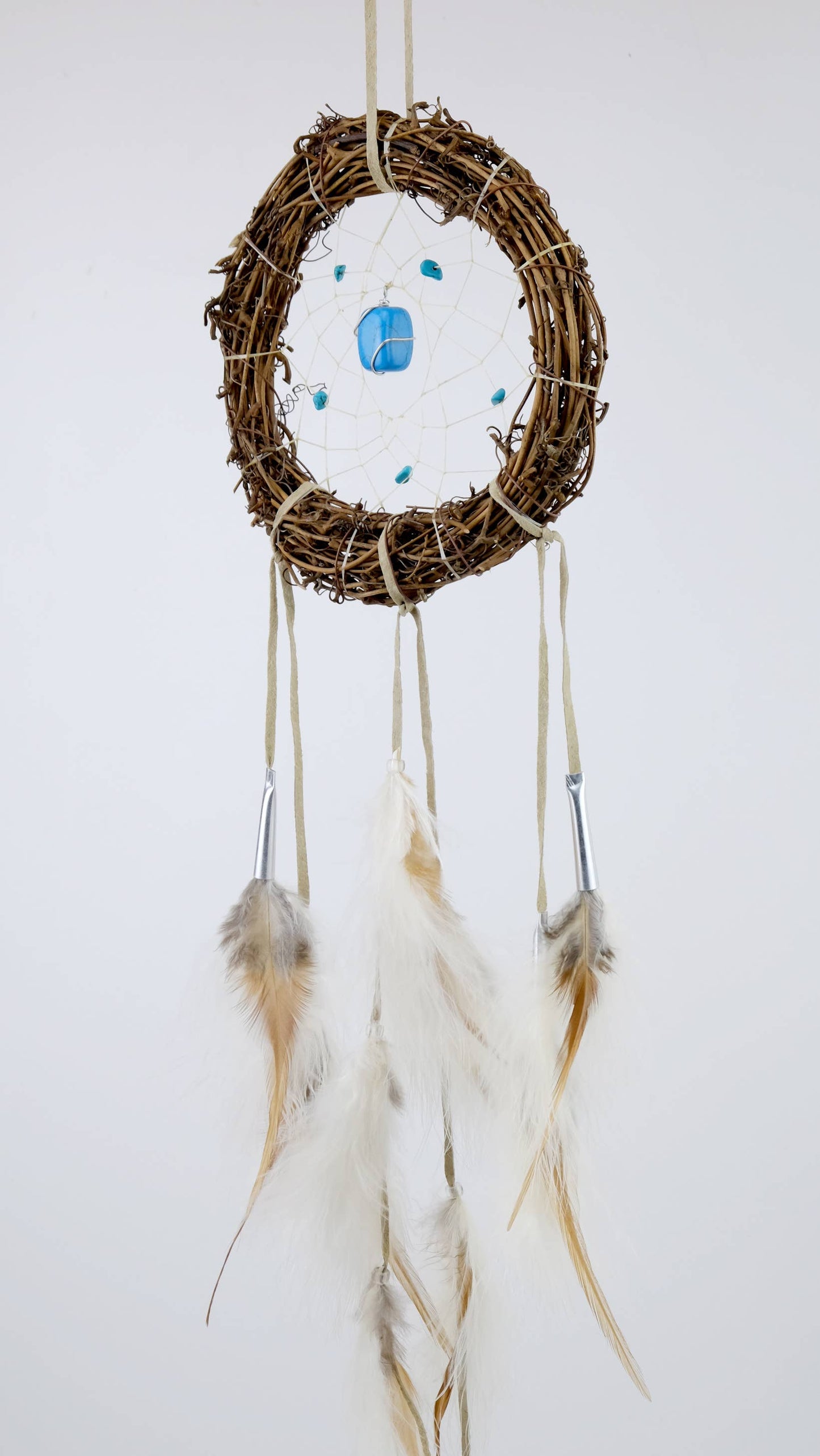 Dream Catcher - 6" Twig with Turquoise Stones