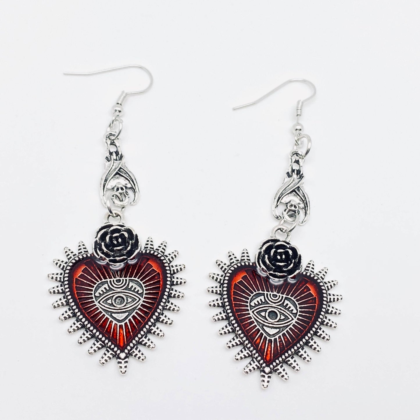 Earrings - Gothic Bat Heart