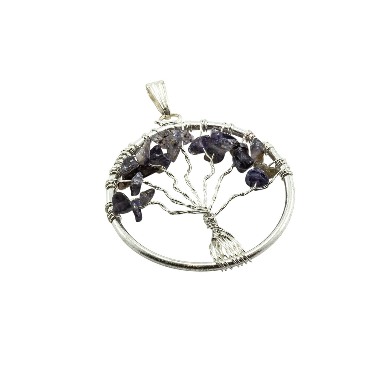 Tree of Life Gemstone Pendant Necklaces: Clear Quartz