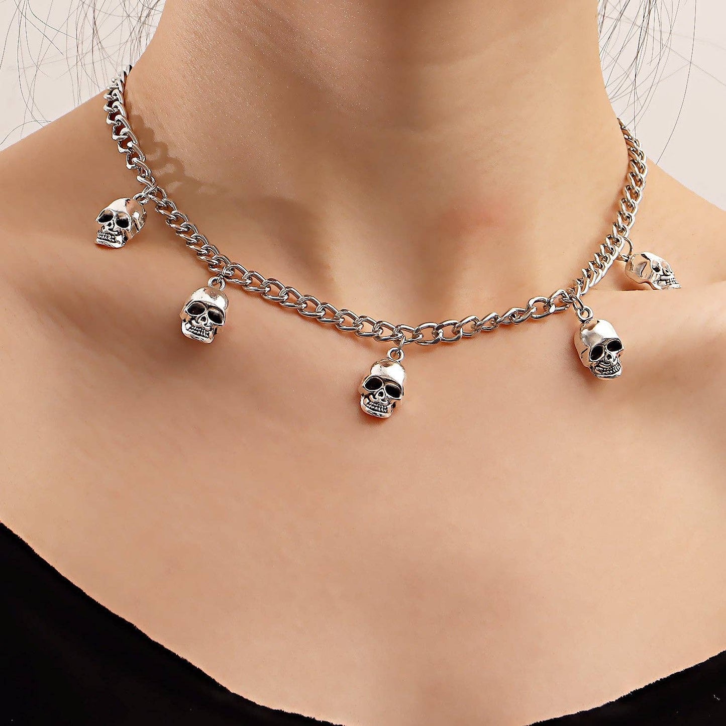 Silver Skulls Pendant Necklace