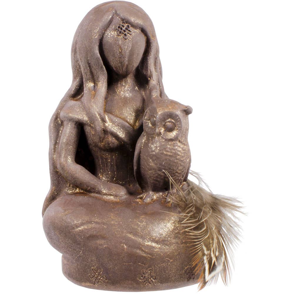 Gypsum Cement Figurine Athena Owl Goddess (Each)