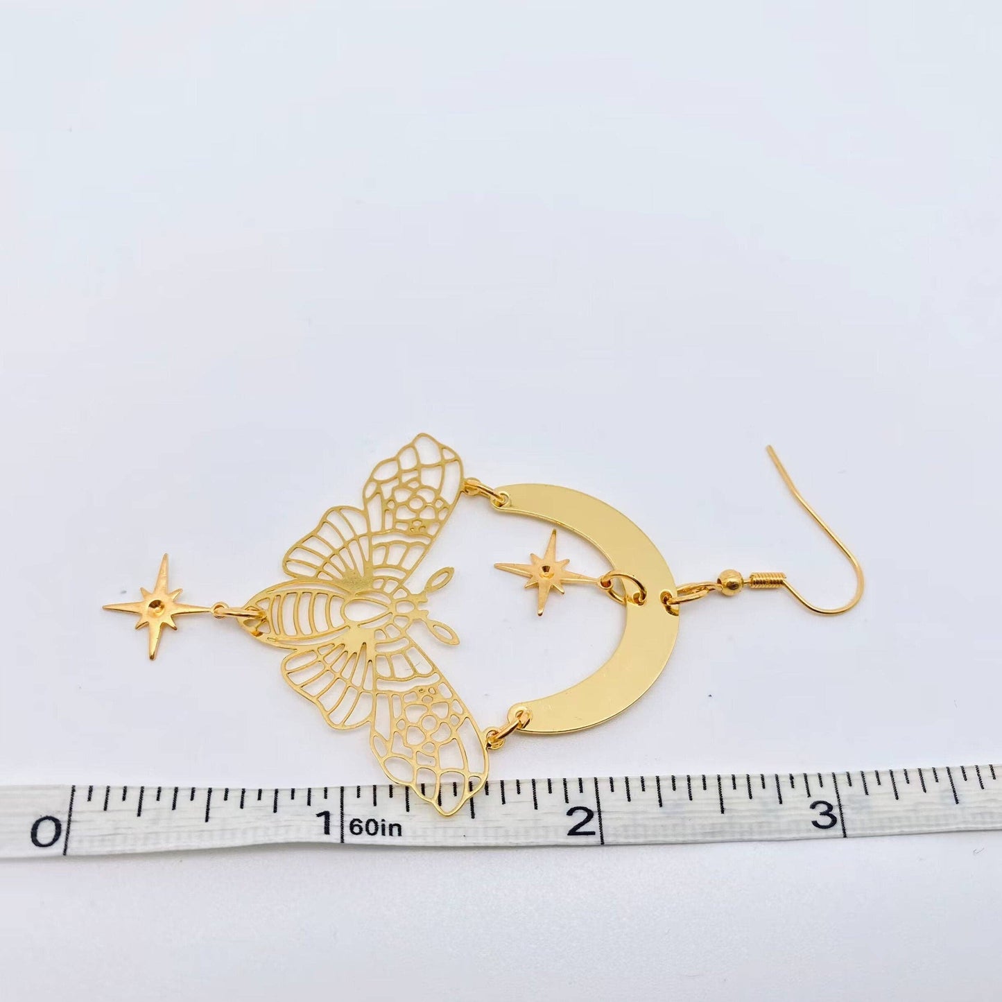 Golden Moth Moon Star Earrings - GT/MS: Gold