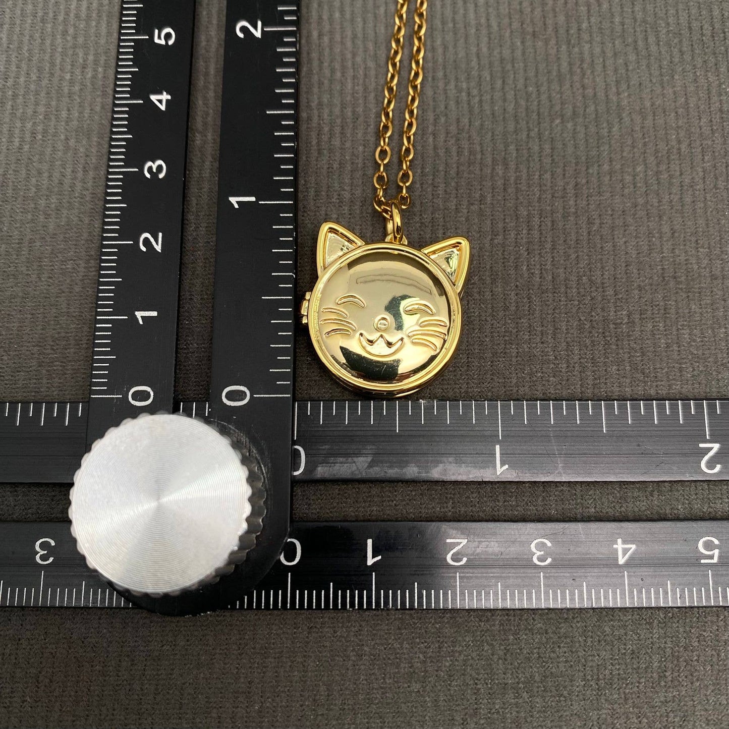 Necklace - Cat Locket Charm: Golden