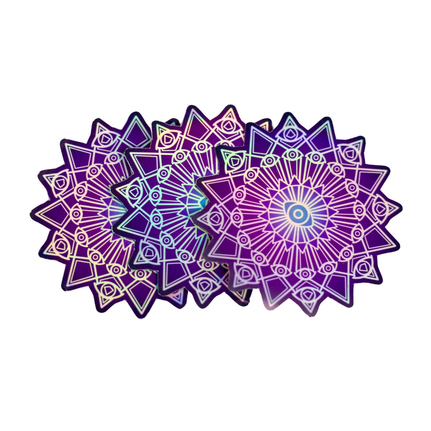 Holographic Sticker: Trippy Alien Crystal Grid