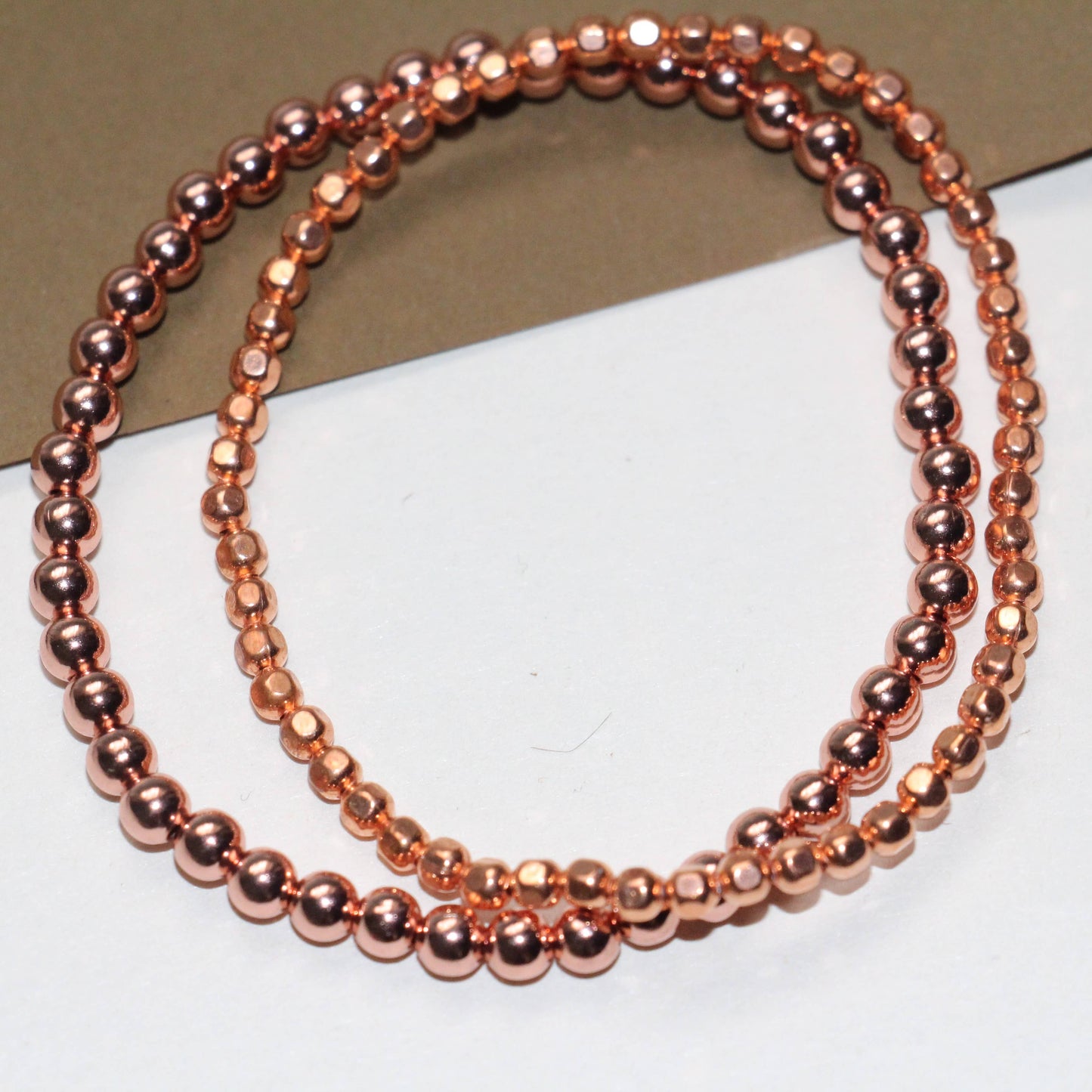 Genuine and solid Copper Bead Bracelet: 4mm round beads