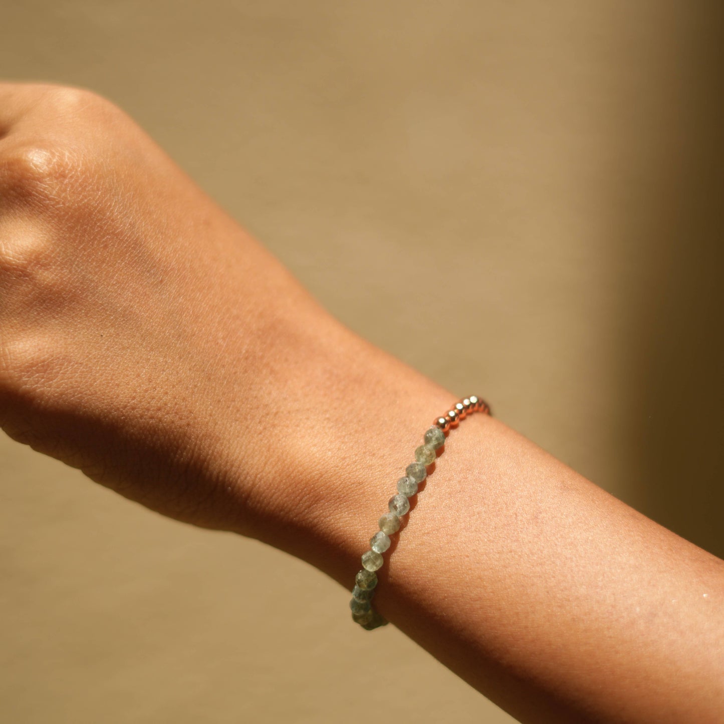 Dainty Blue Apatite beads + Genuine Copper Bracelets