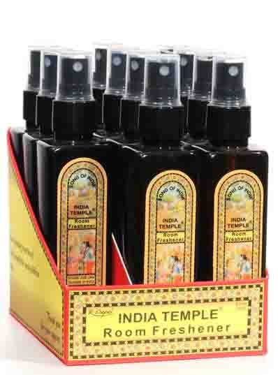 India Temple Room Spray Display of 12