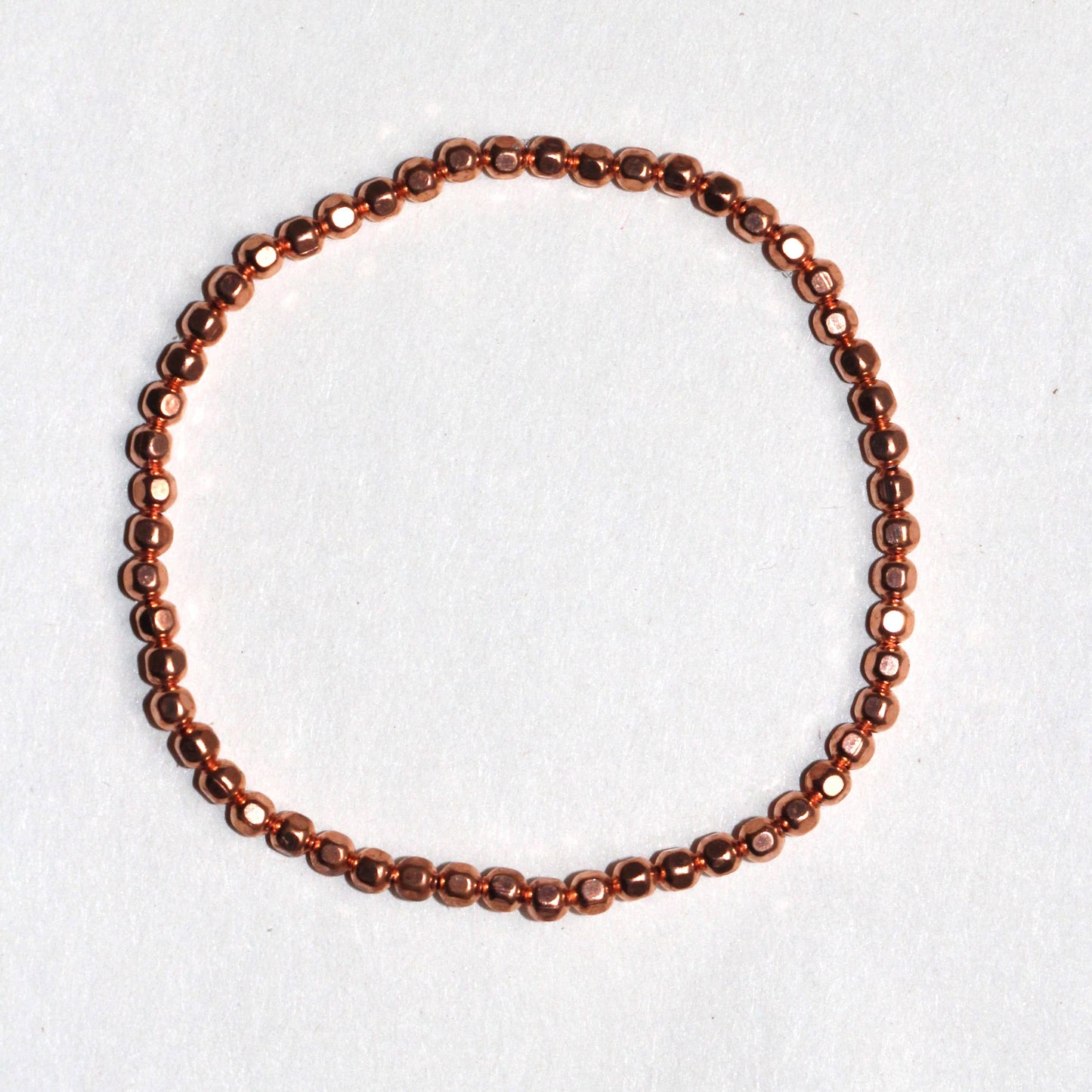 Genuine and solid Copper Bead Bracelet: 4mm round beads
