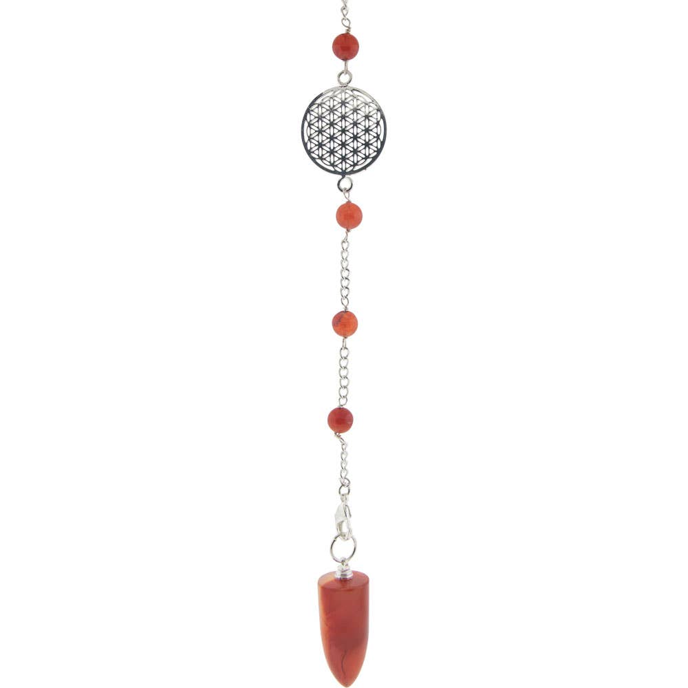 Gemstone Pendulum Flower of Life - Carnelian (Each)