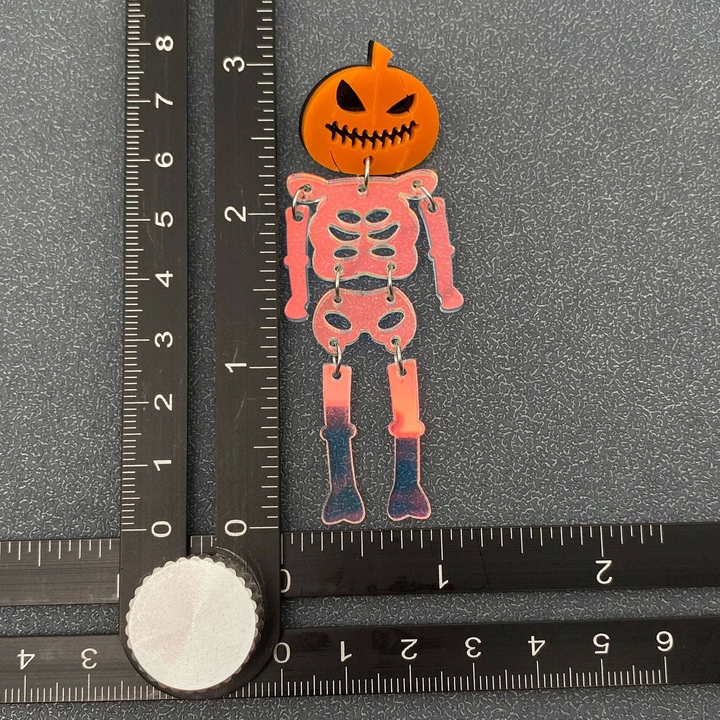 Earrings - Halloween Acrylic Skeleton Body Pumpkin Head Post