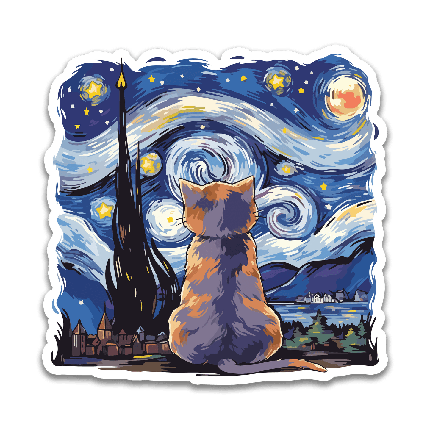 Stickers - S Finn - Starry Night Cat - 2.88 x 3 in