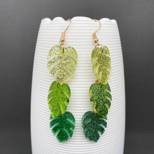 Earrings - Acrylic Leaf Dangle