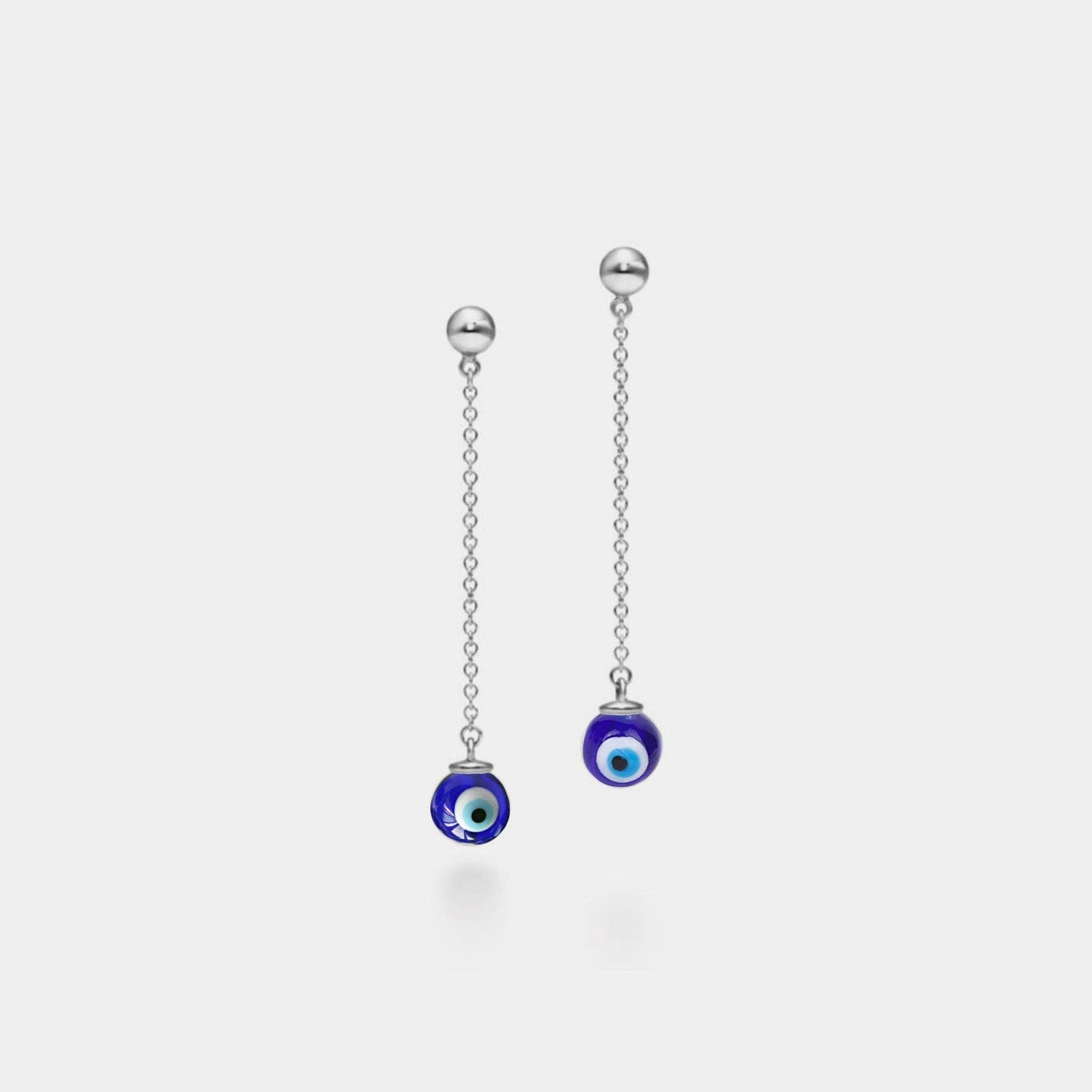 Glass Evil Eye Nazar Drop Earrings in 925 Sterling Silver: Gold