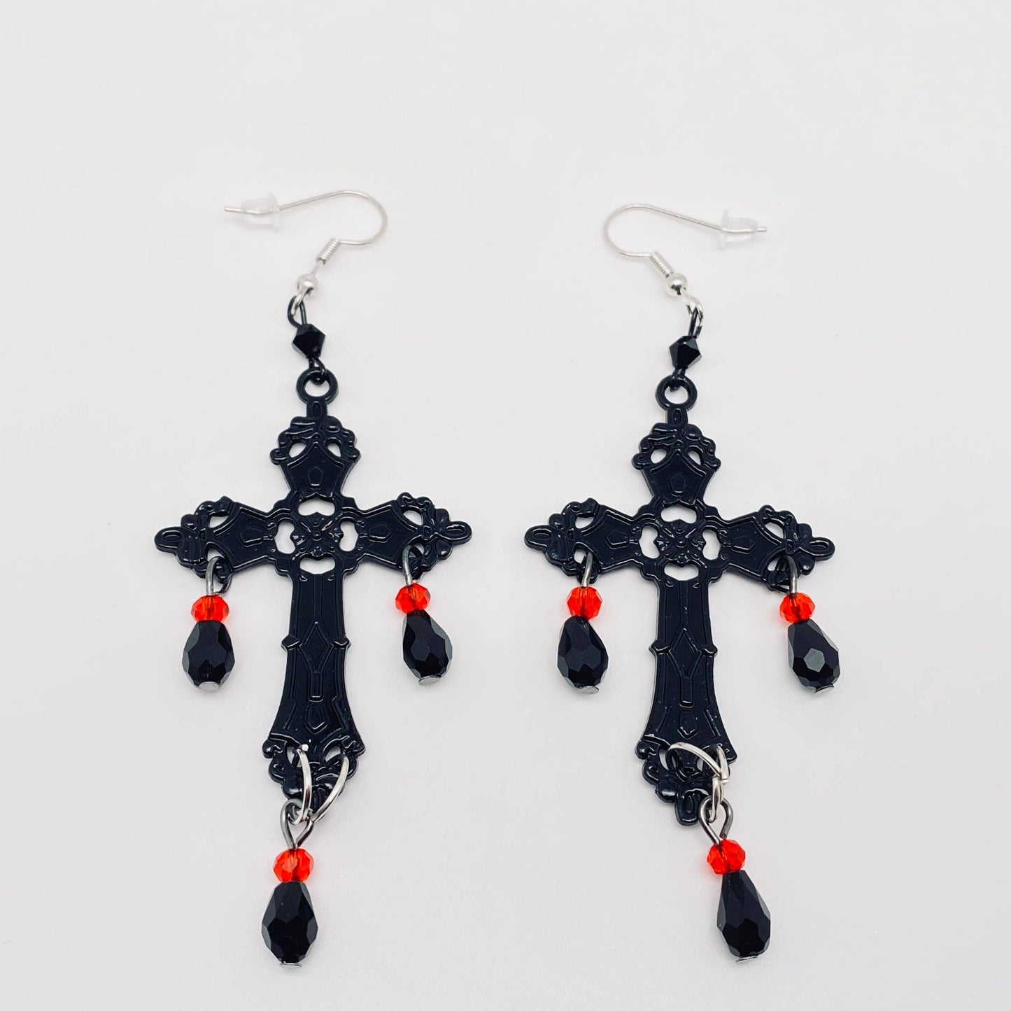 Gothic Diablo Cross Earrings - GT: Black