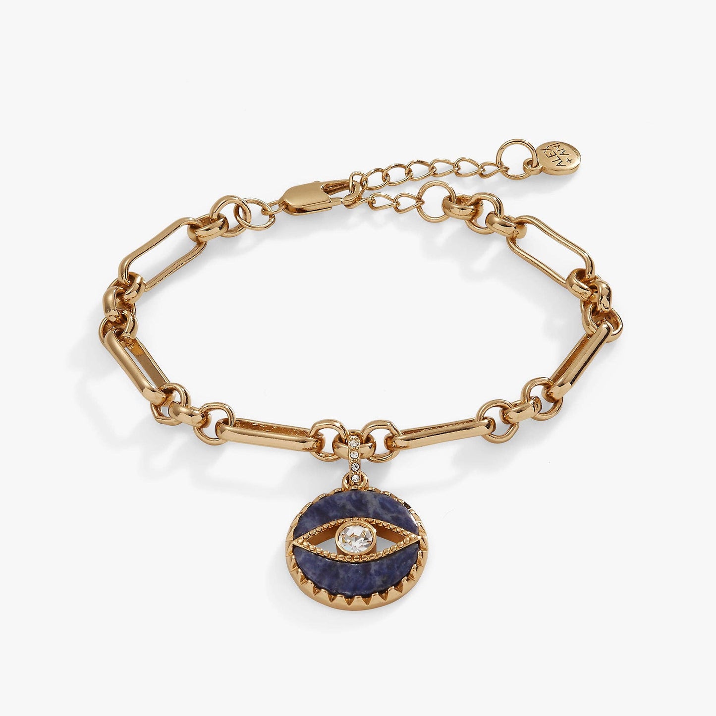 Sodalite Evil Eye Chain Bracelet: Gold
