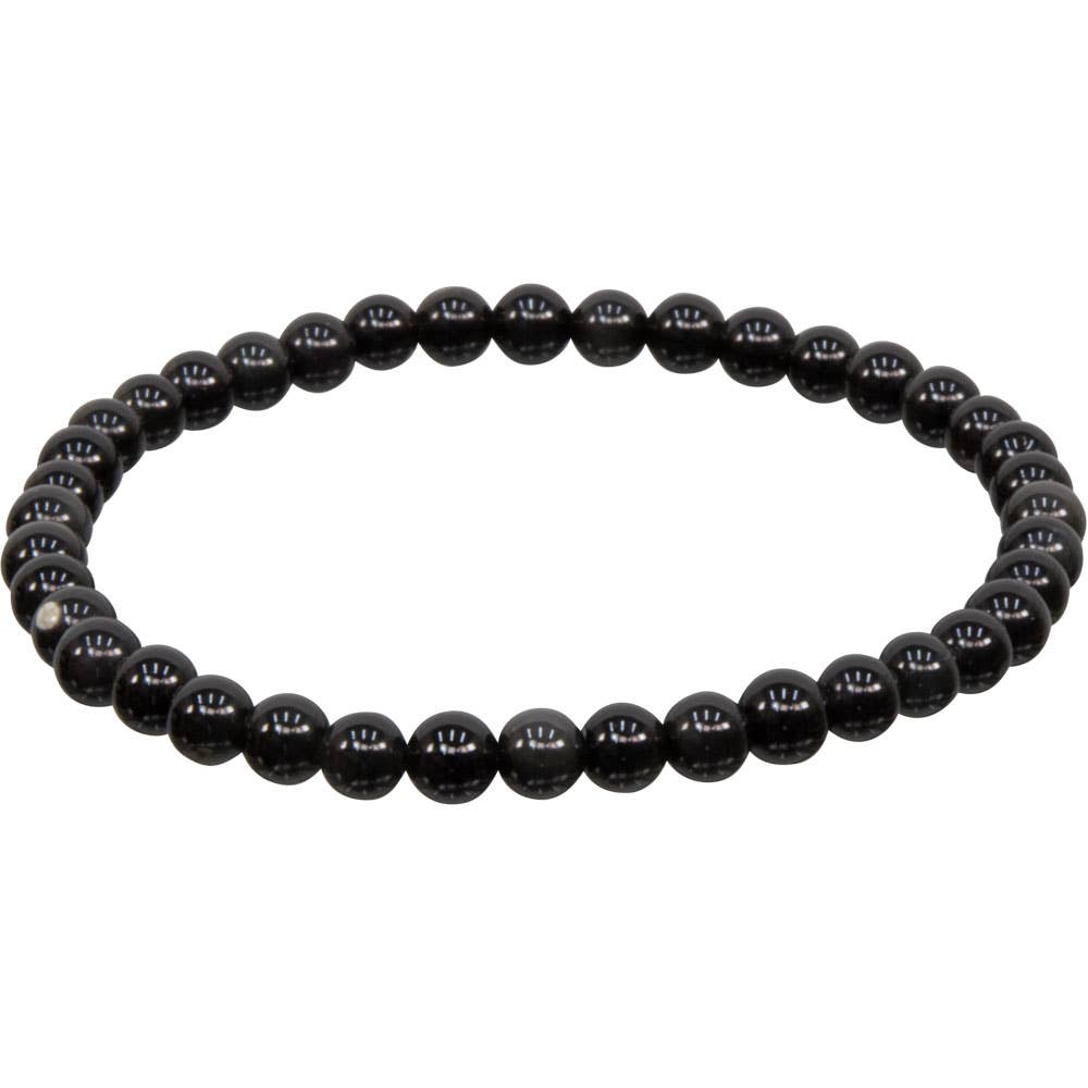 Energy Beads 4mm - Black Obsidian Beaded Bracelet