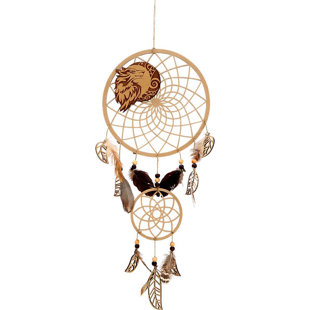 Dreamcatcher Wooden Laser Cut - Wolf