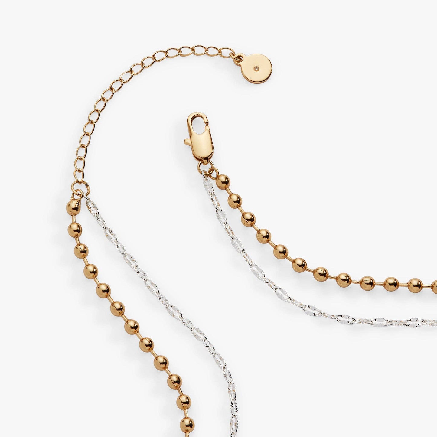 Moon Magic 2 Row Charm Necklace: Two Tone