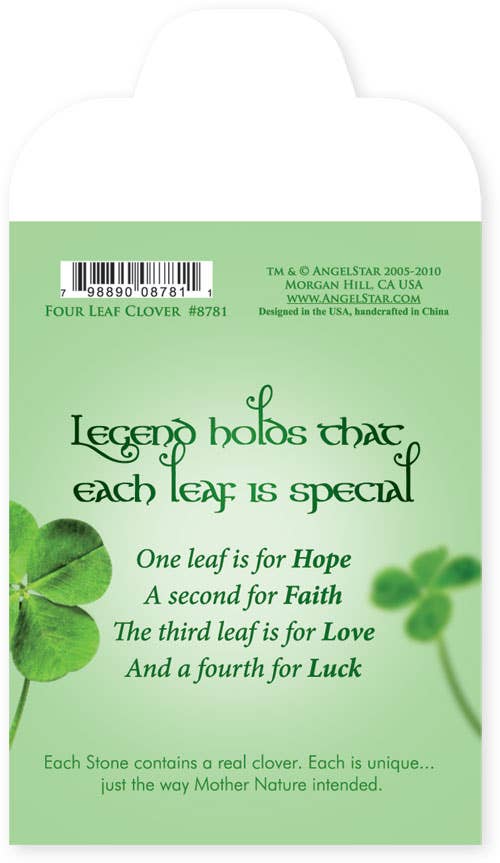Four Leaf Clover Stone - in Resin