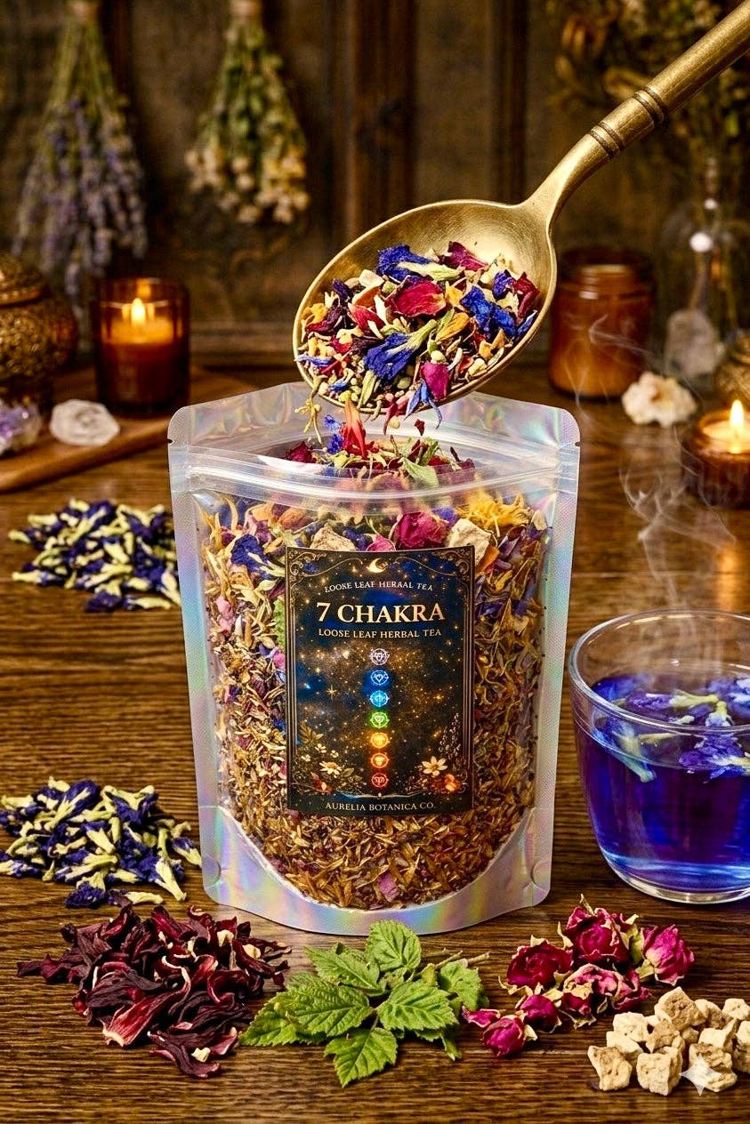 Chakra Balancing Loose Leaf Herbal Tea for Ritual & Meditation | Spiritual Tea Blend for Mindfulness, Energy Cleansing Intentional Living: Sample Pouch