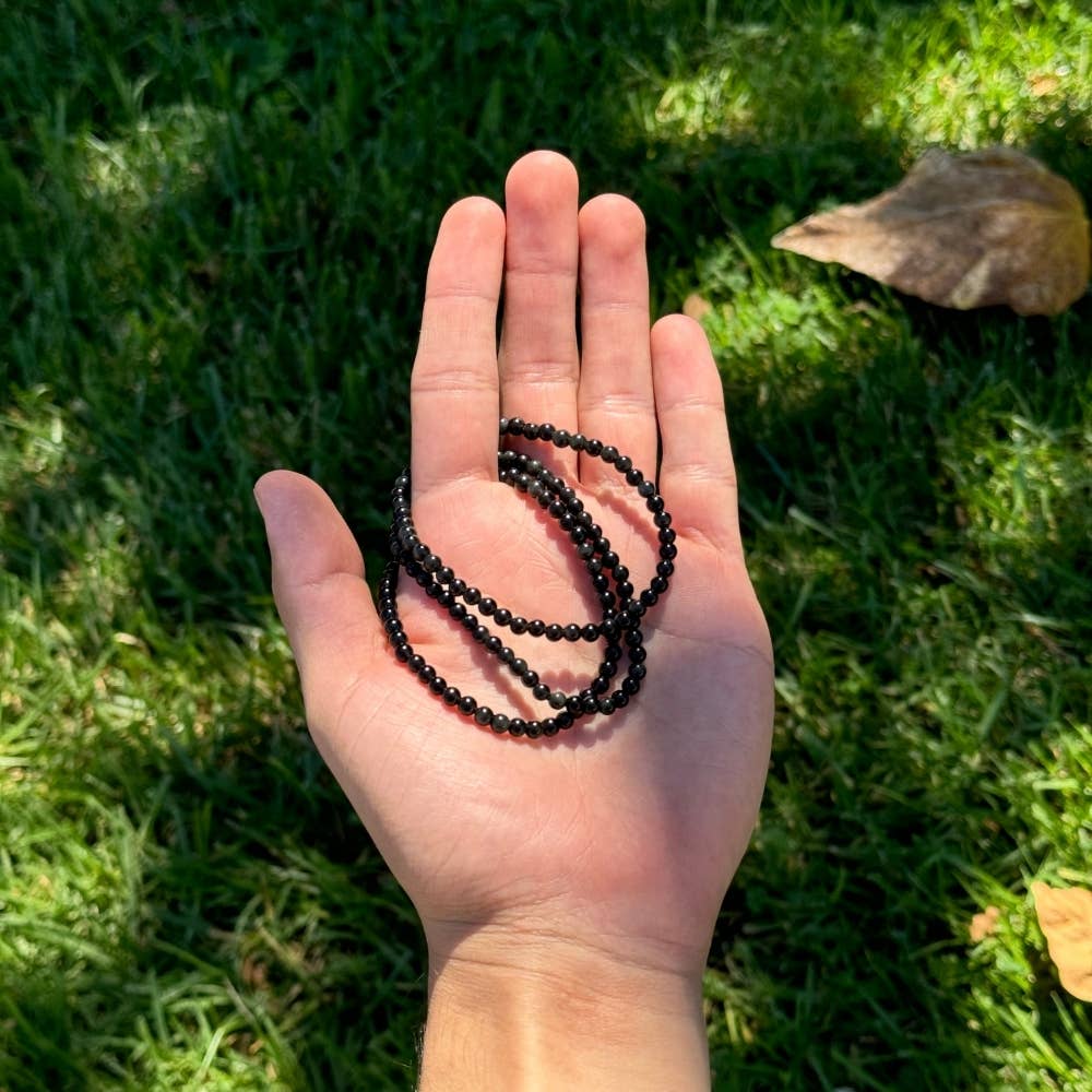 Energy Beads - 4mm Black Onyx - Beaded Bracelet