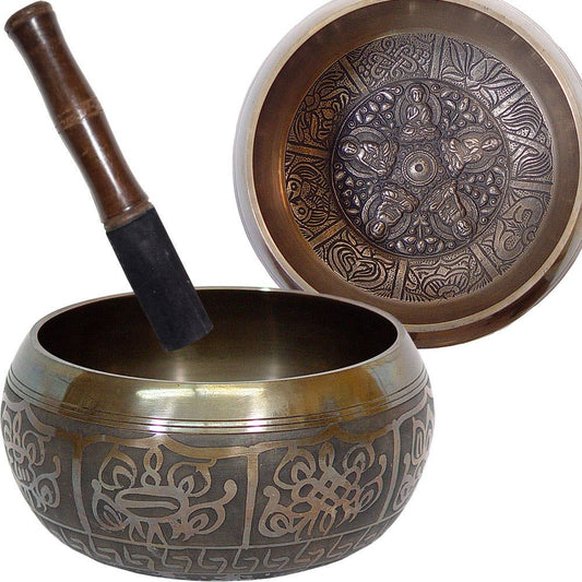 Singing Bowl 98 - Embossed Large 5 Dhyani Buddha