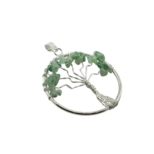 Tree of Life Gemstone Pendant Necklaces: Green Aventurine